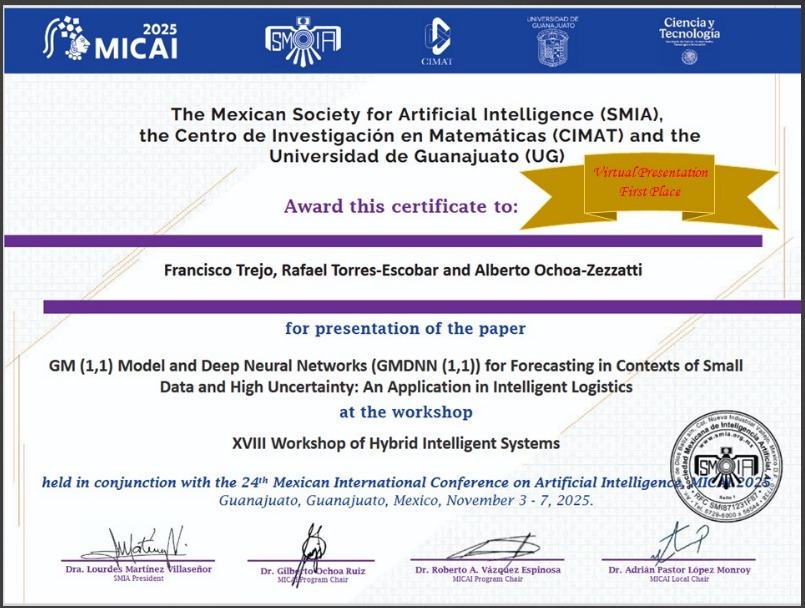 Obtiene primer lugar en el MICAI 2025 exalumno de Doctorado en Ingeniería Industrial