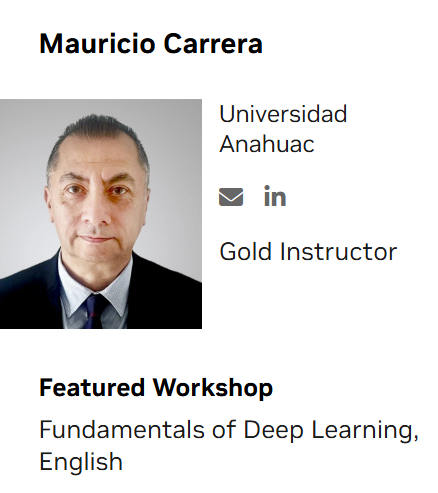 Dr. Mauricio Carrera es reconocido como Gold Instructor por NVIDIA