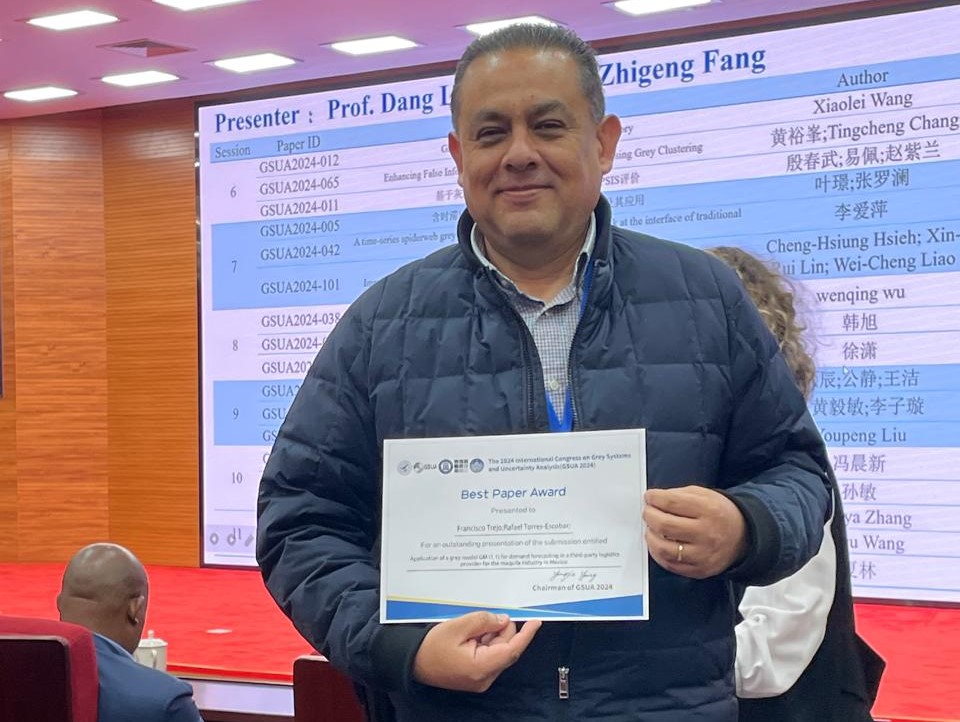 Obtiene reconocimiento a mejor artículo de investigación presentado en Congreso Internacional en China