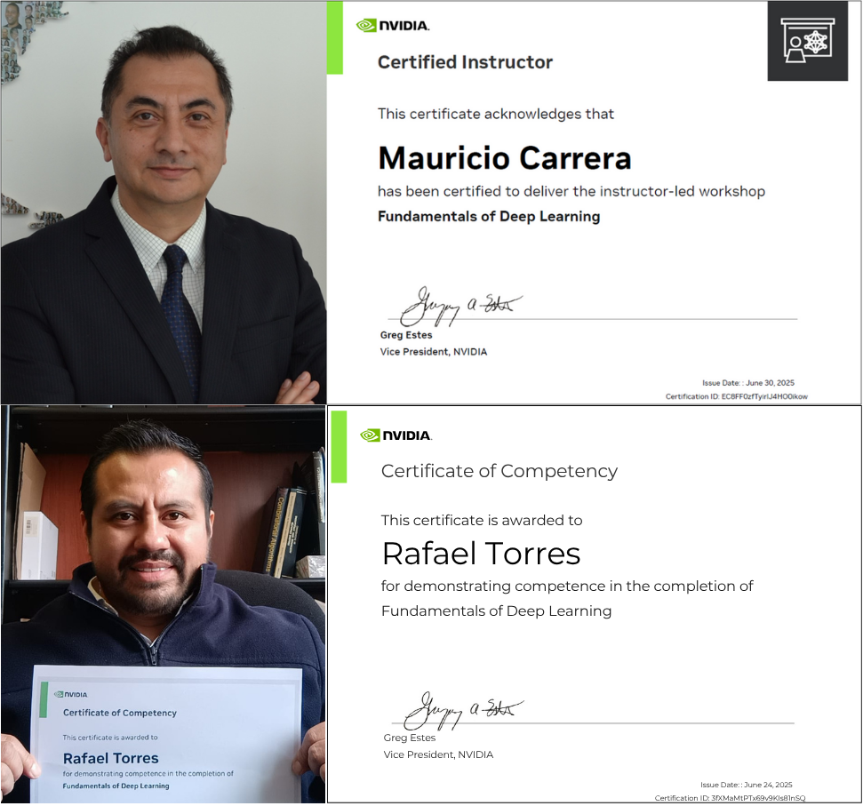 Dos profesores del CADIT de la Facultad de Ingeniería logran certificación del Deep Learning Institute (DLI) de la empresa NVIDIA