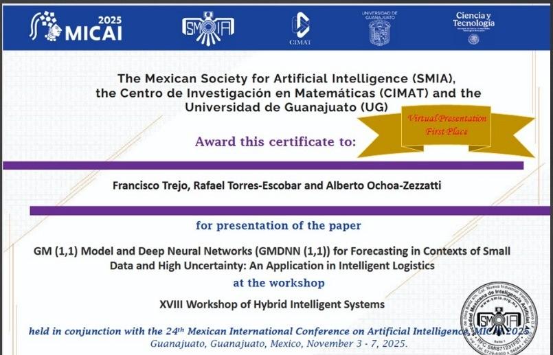 Obtiene primer lugar en el MICAI 2025 exalumno de Doctorado en Ingeniería Industrial