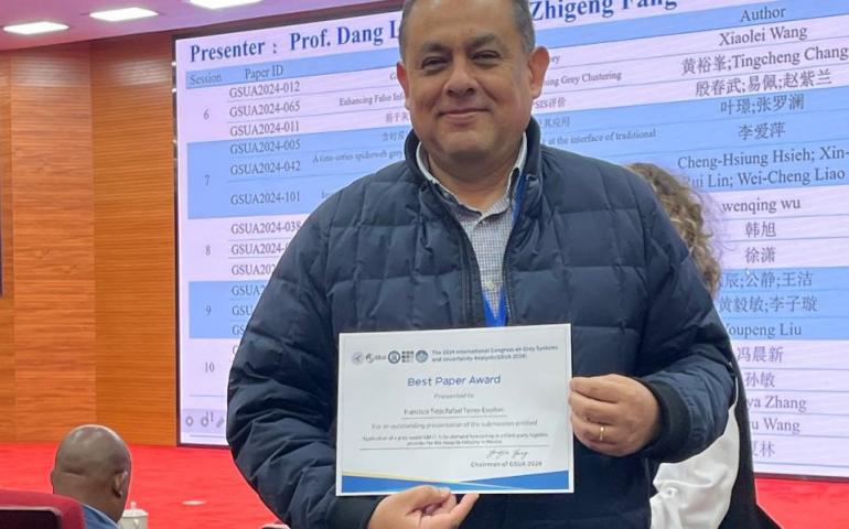 Obtiene reconocimiento a mejor artículo de investigación presentado en Congreso Internacional en China